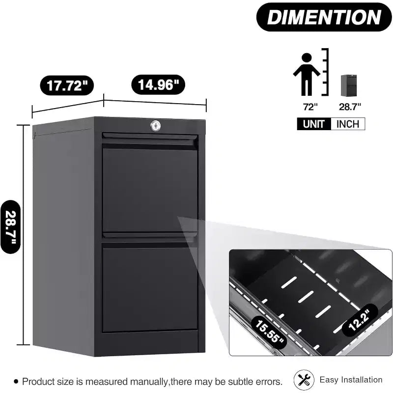Meubles de classement, Armoires de rangement en métal noir verrouillables à 3 tiroirs pour bureau à domicile, pour dossiers suspendus de format Lettre/Légal/F4/A4