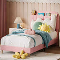 Upholstered Velvet Platform Bed Frame with Bookcase Headboard, Bed with Steel Support Legs, Noise-Free, Easy Assembly, Mattress Foundation