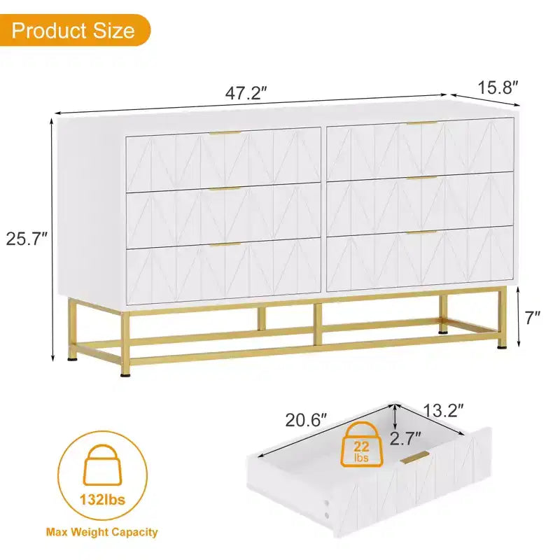 Commodes modernes Commode en tissu à 6 tiroirs, Meuble de rangement compact pour chambre, Table de chevet étroite