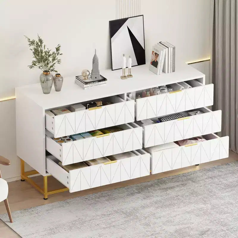 Commodes modernes Commode en tissu à 6 tiroirs, Meuble de rangement compact pour chambre, Table de chevet étroite