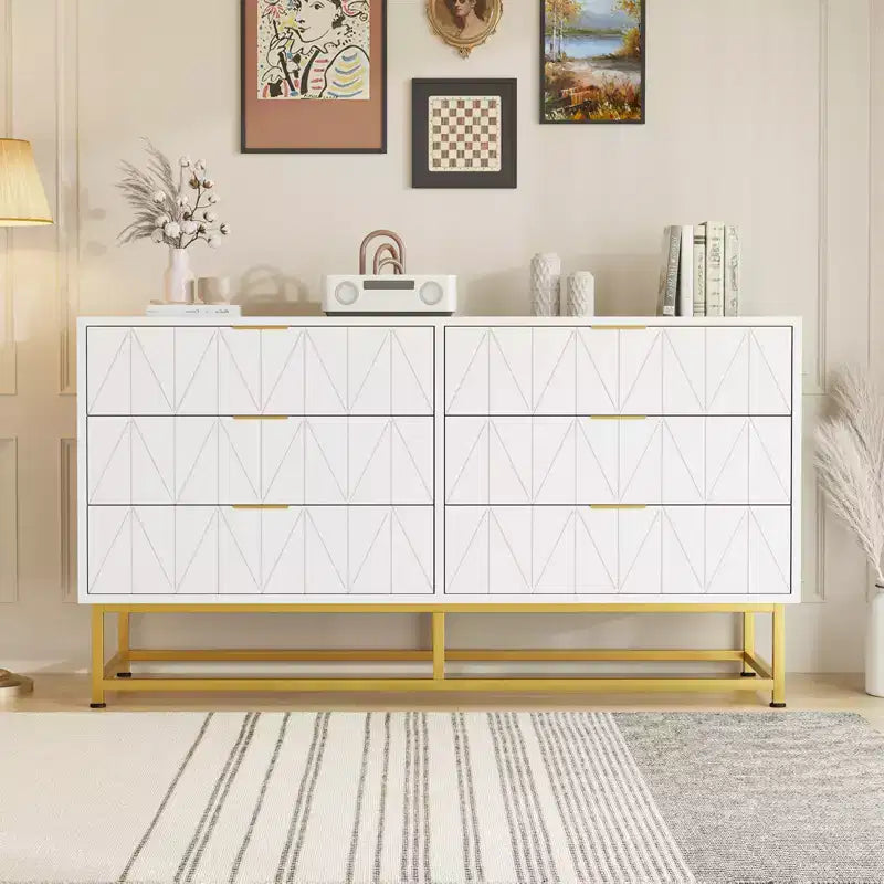 Commodes modernes Commode en tissu à 6 tiroirs, Meuble de rangement compact pour chambre, Table de chevet étroite