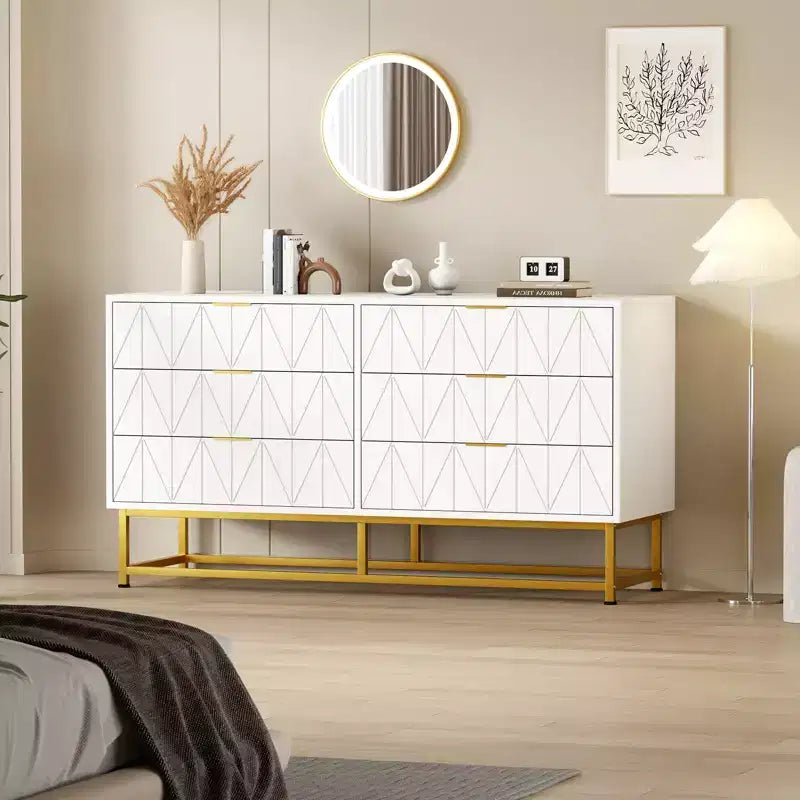 Commodes modernes Commode en tissu à 6 tiroirs, Meuble de rangement compact pour chambre, Table de chevet étroite