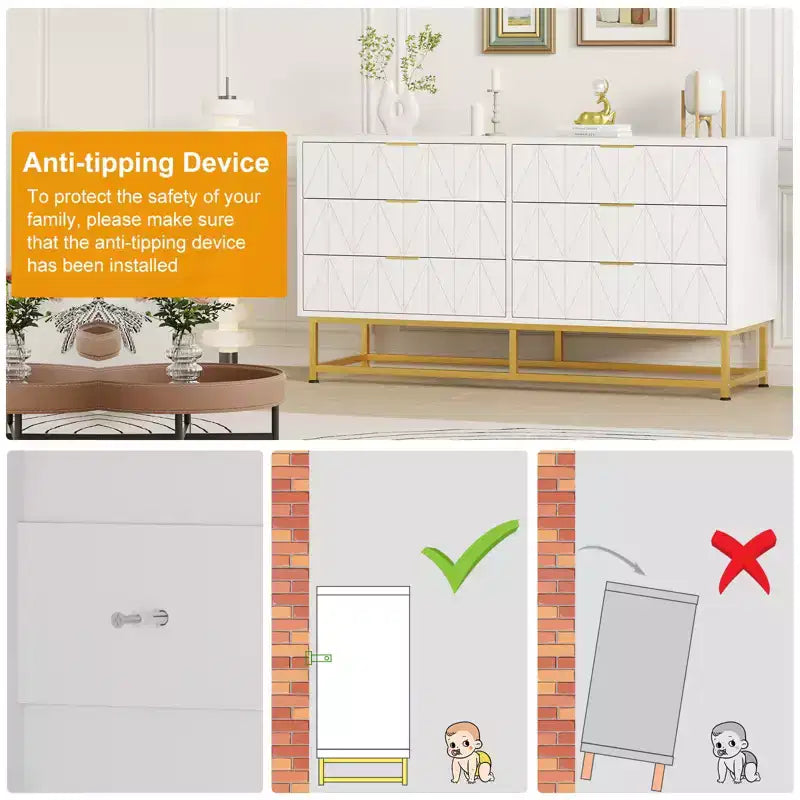 Commodes modernes Commode en tissu à 6 tiroirs, Meuble de rangement compact pour chambre, Table de chevet étroite