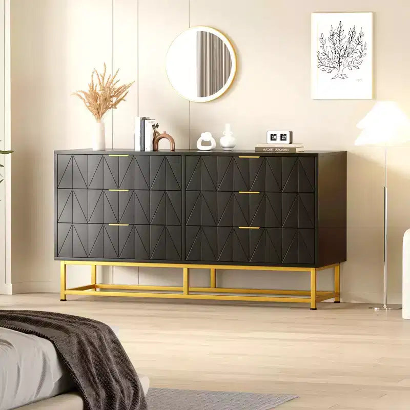 Commodes modernes Commode en tissu à 6 tiroirs, Meuble de rangement compact pour chambre, Table de chevet étroite