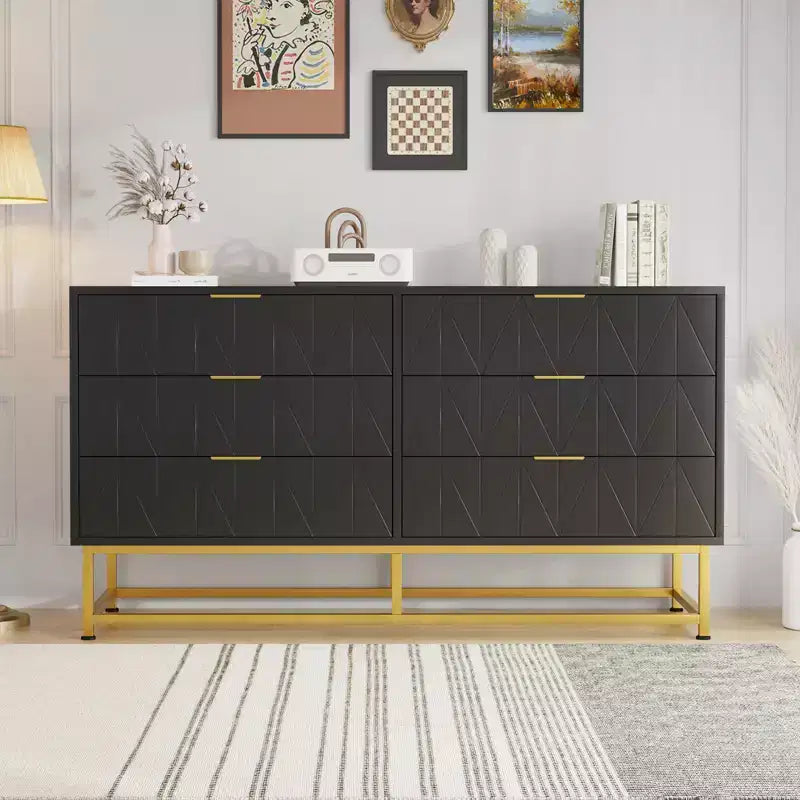 Commodes modernes Commode en tissu à 6 tiroirs, Meuble de rangement compact pour chambre, Table de chevet étroite