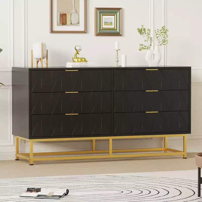 Commodes modernes Commode en tissu à 6 tiroirs, Meuble de rangement compact pour chambre, Table de chevet étroite