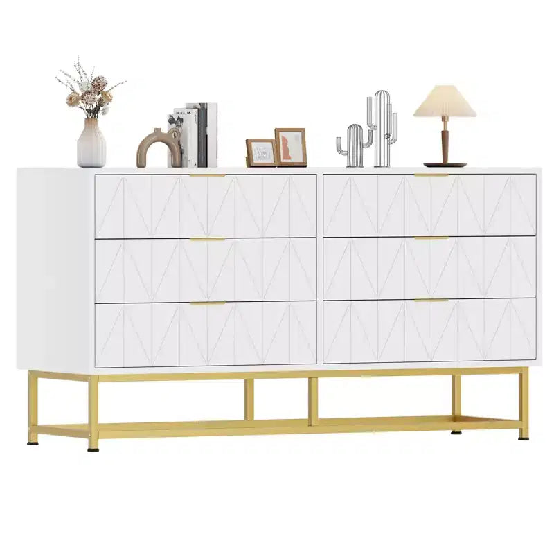 Commodes modernes Commode en tissu à 6 tiroirs, Meuble de rangement compact pour chambre, Table de chevet étroite