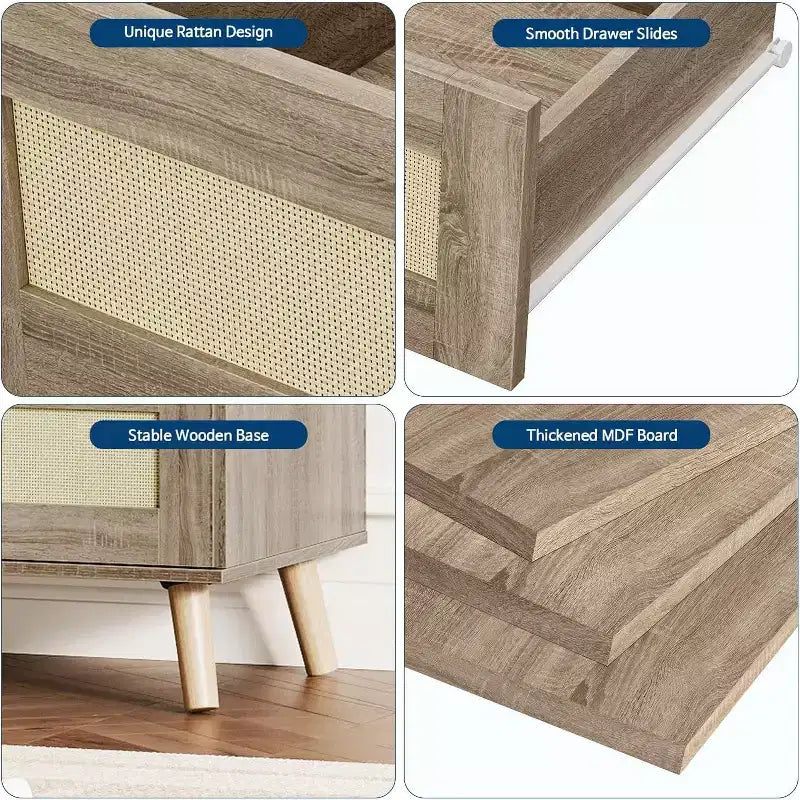 Commode à 7 tiroirs en rotin pour chambre à coucher, commodes et chiffonniers en bois, organisateur de rangement de ferme moderne pour placard, salon
