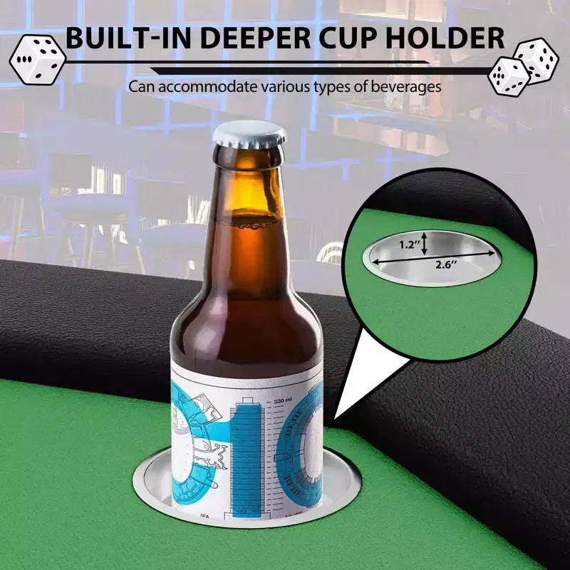 Table de poker octogonale avec 8 porte-gobelets, table de loisirs de casino pour 8 joueurs, table de jeu de blackjack avec rail rembourré résistant à l'eau