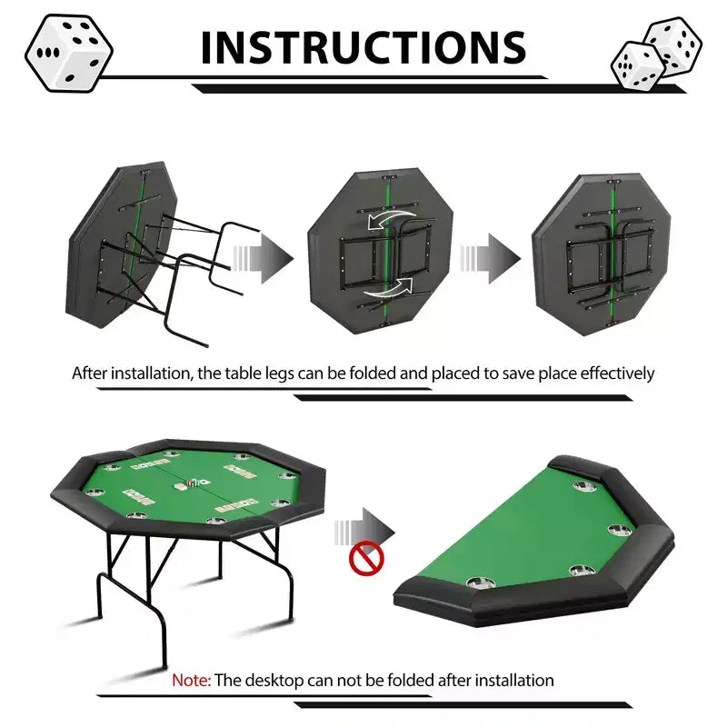 Table de poker octogonale avec 8 porte-gobelets, table de loisirs de casino pour 8 joueurs, table de jeu de blackjack avec rail rembourré résistant à l'eau