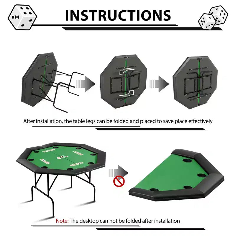 Table de poker octogonale avec 8 porte-gobelets, table de loisirs de casino pour 8 joueurs, table de jeu de blackjack avec rail rembourré résistant à l'eau