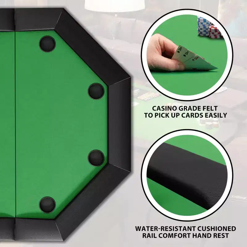 Table de poker octogonale avec 8 porte-gobelets, table de loisirs de casino pour 8 joueurs, table de jeu de blackjack avec rail rembourré résistant à l'eau