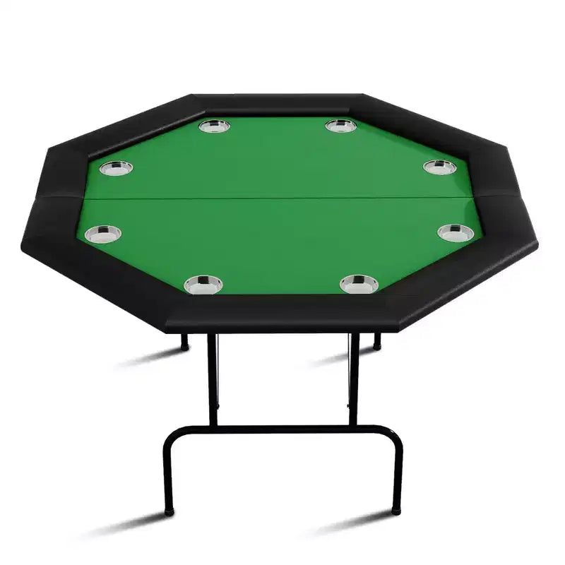 Table de poker octogonale avec 8 porte-gobelets, table de loisirs de casino pour 8 joueurs, table de jeu de blackjack avec rail rembourré résistant à l'eau