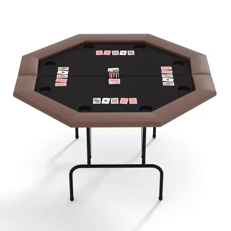 Table de poker octogonale avec 8 porte-gobelets, table de loisirs de casino pour 8 joueurs, table de jeu de blackjack avec rail rembourré résistant à l'eau