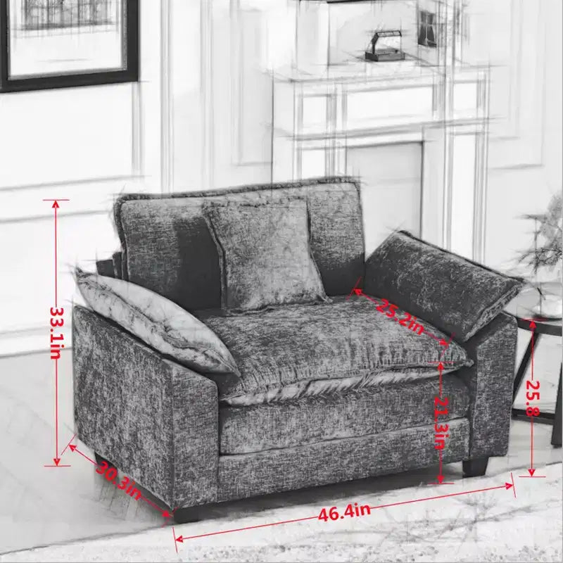 Canapé modulable nuage, canapé sectionnel moderne, coussin d'assise double couche confortable, tissu chenille respirant