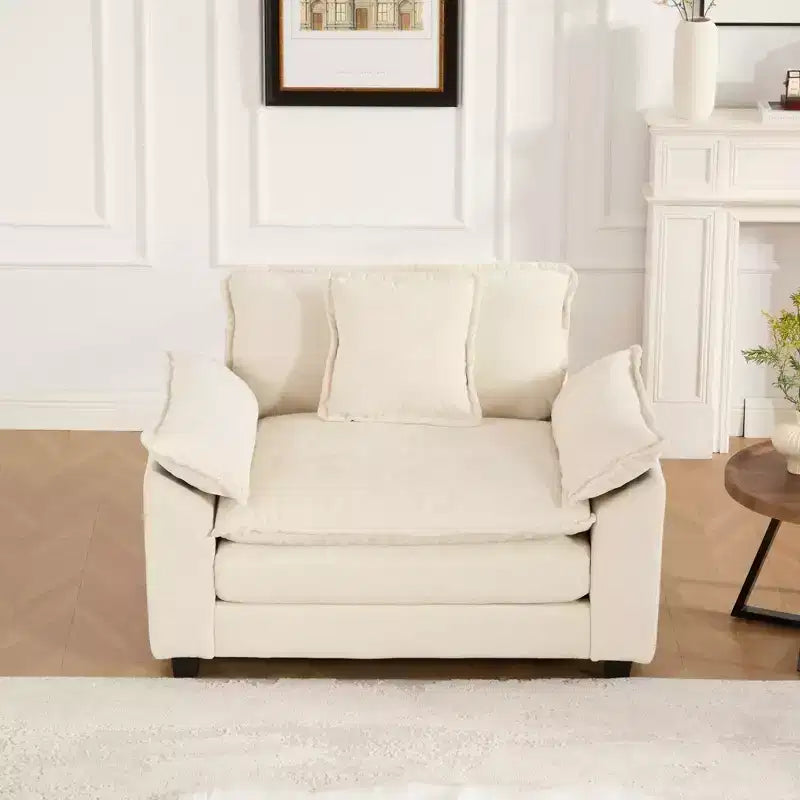 CLIHOME Cloud Sofa Single Seat, Modern Sectional Couch, Comfy Double Layer Upholstered Seat Cushion, Breathable Chenille Fabric