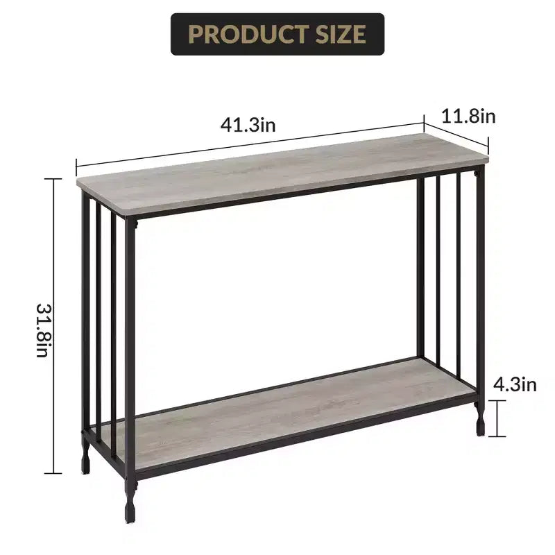 Table console de 33,5 pouces, tables d'appoint étroites, table de couloir industrielle, table derrière le canapé, pour salon, chambre à coucher