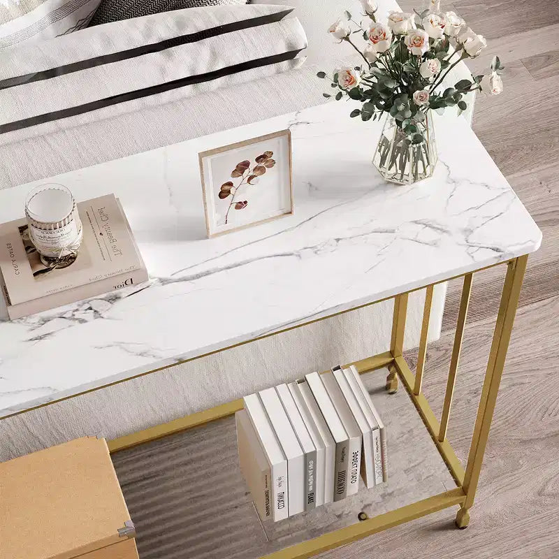 Table console de 33,5 pouces, tables d'appoint étroites, table de couloir industrielle, table derrière le canapé, pour salon, chambre à coucher