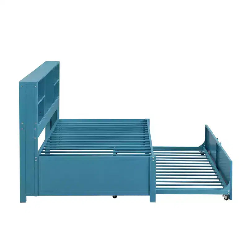 Lit de repos en métal une place avec tête de lit bibliothèque, lit de repos avec lit gigogne et ports USB, lit de repos capitaine une place avec étagères de rangement