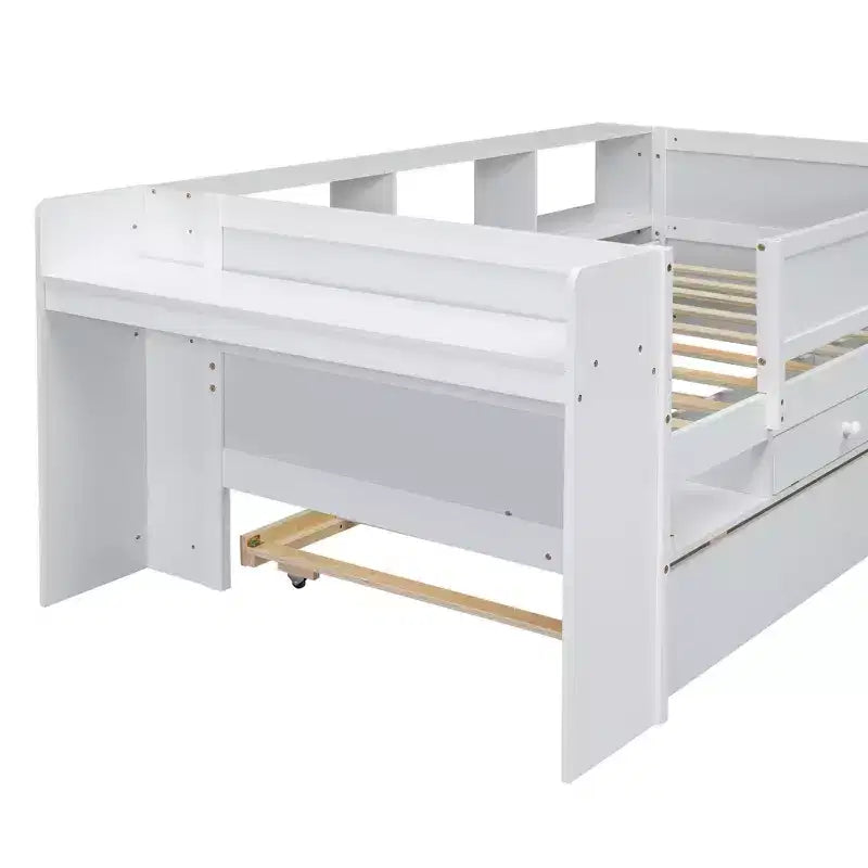 Lit de repos en métal une place avec tête de lit bibliothèque, lit de repos avec lit gigogne et ports USB, lit de repos capitaine une place avec étagères de rangement