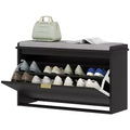Shoe Storage Bench with Padded Seat Cushion and Flip-Drawer, Entryway Bench, Shoe Cabinet, 31.5x10.2x18.7 Inches