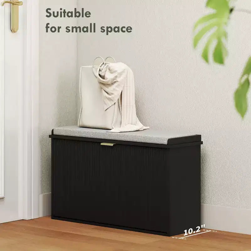 Banc de rangement pour chaussures avec coussin rembourré et tiroir basculant, banc d'entrée, meuble à chaussures, 80 x 26 x 47,5 cm