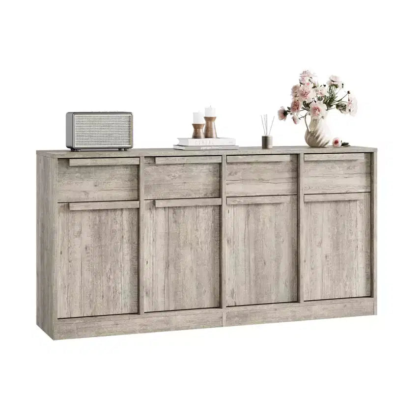 Grand meuble de café de 158,5 cm avec rangement, buffet de cuisine avec 4 tiroirs et 4 portes, table de buffet moderne pour la cuisine
