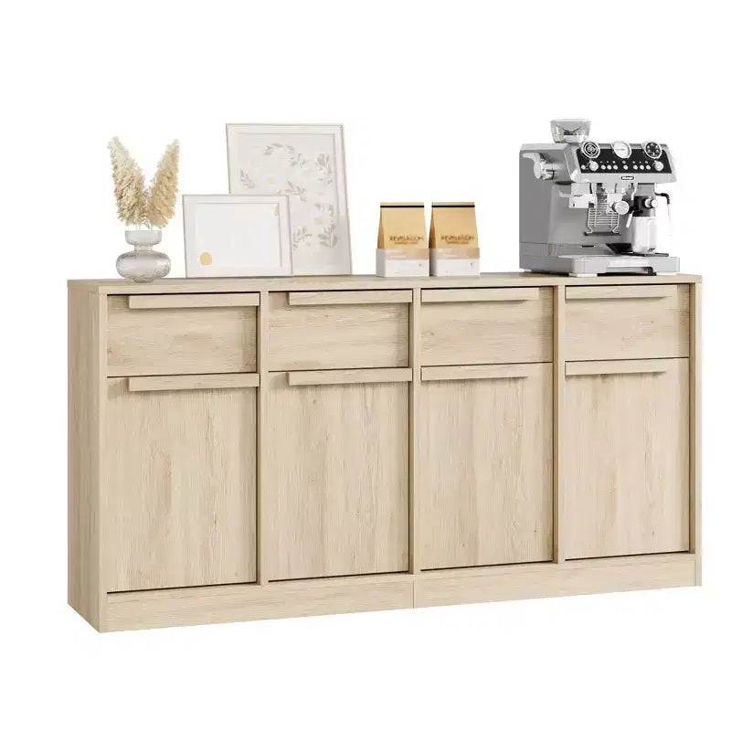 Grand meuble de café de 158,5 cm avec rangement, buffet de cuisine avec 4 tiroirs et 4 portes, table de buffet moderne pour la cuisine