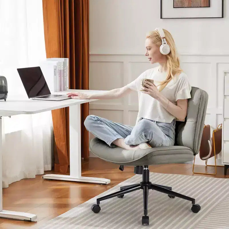 Chaise de bureau moderne et confortable avec assise extra-large, chaise d'ordinateur sans accoudoirs à hauteur réglable, chaise de bureau pour la maison, le bureau