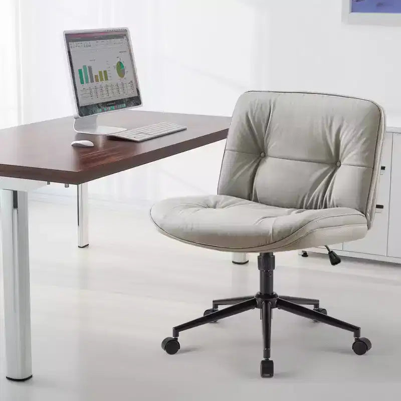 Chaise de bureau moderne et confortable avec assise extra-large, chaise d'ordinateur sans accoudoirs à hauteur réglable, chaise de bureau pour la maison, le bureau