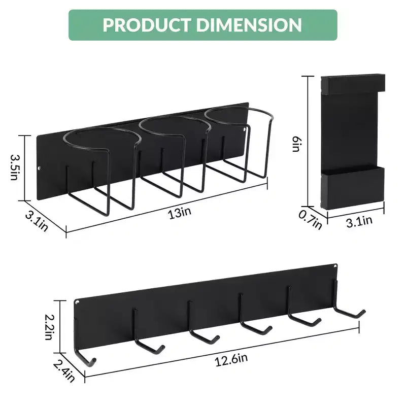 Porte-gobelet magnétique pour côté de réfrigérateur – Organisateur modulaire peu encombrant, maintien solide et réglable pour tasses et ustensiles (convient aux tasses de moins de 8 cm de diamètre)