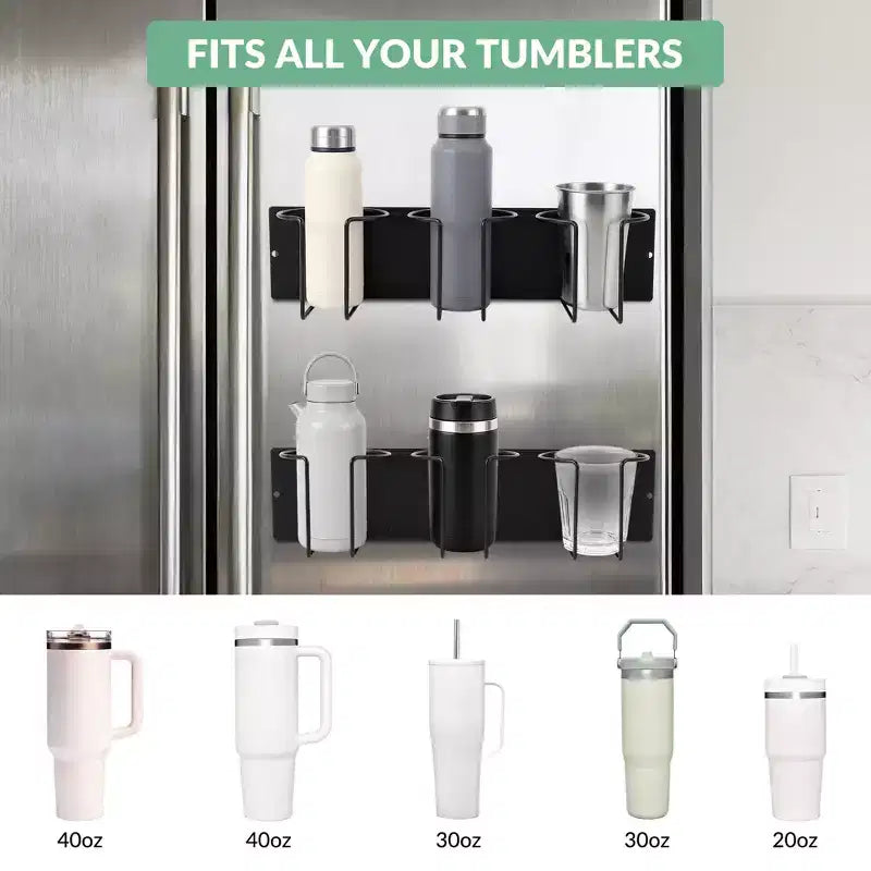 Porte-gobelet magnétique pour côté de réfrigérateur – Organisateur modulaire peu encombrant, maintien solide et réglable pour tasses et ustensiles (convient aux tasses de moins de 8 cm de diamètre)