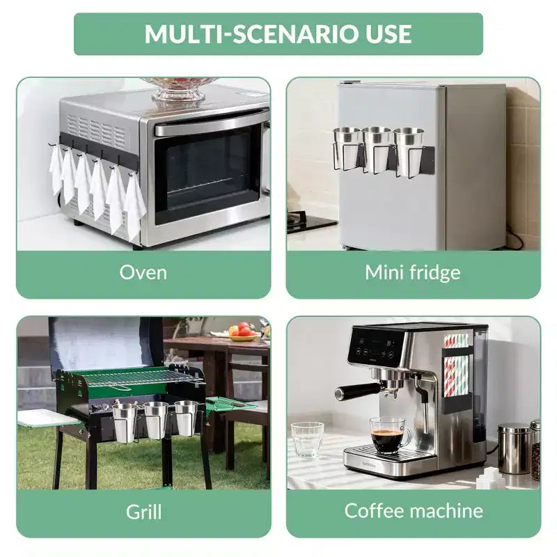 Porte-gobelet magnétique pour côté de réfrigérateur – Organisateur modulaire peu encombrant, maintien solide et réglable pour tasses et ustensiles (convient aux tasses de moins de 8 cm de diamètre)
