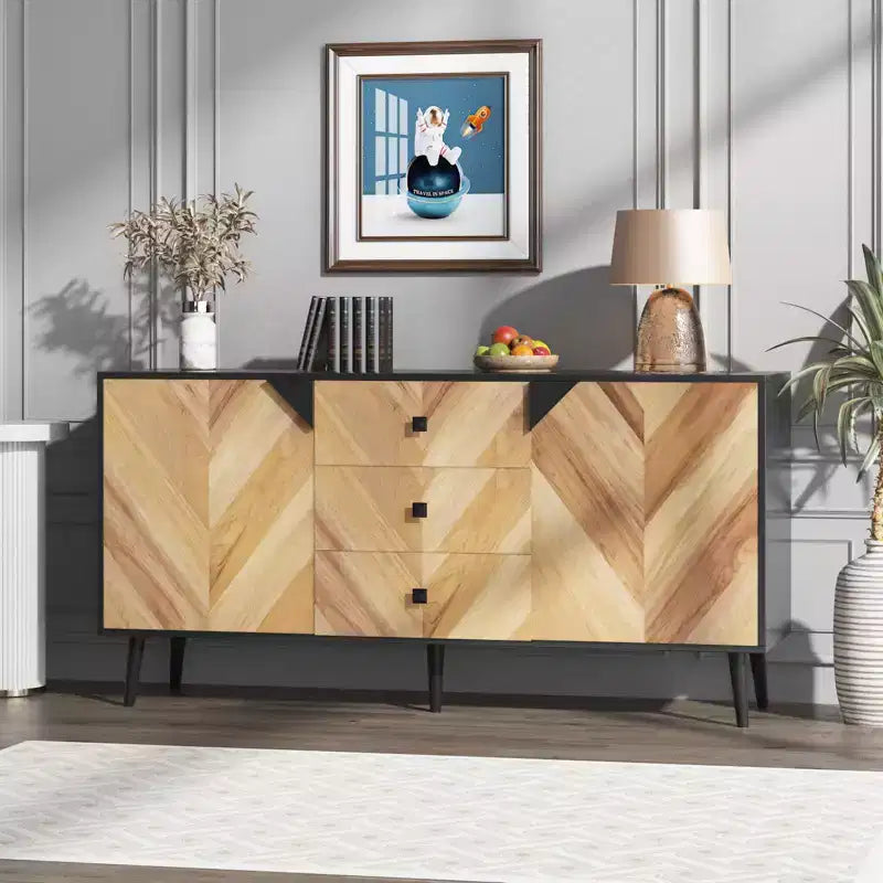 Buffet Cabinet de rangement autoportant en bois, pour salle à manger, entrée,