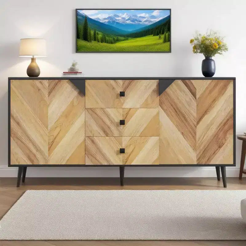 Buffet Cabinet de rangement autoportant en bois, pour salle à manger, entrée,