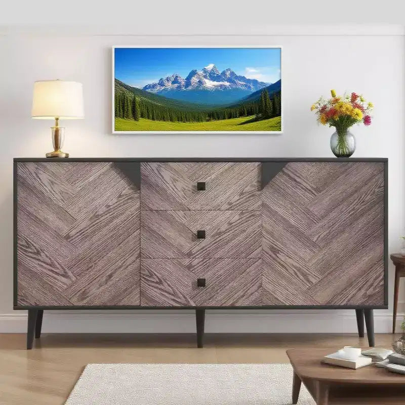 Buffet Cabinet de rangement autoportant en bois, pour salle à manger, entrée,