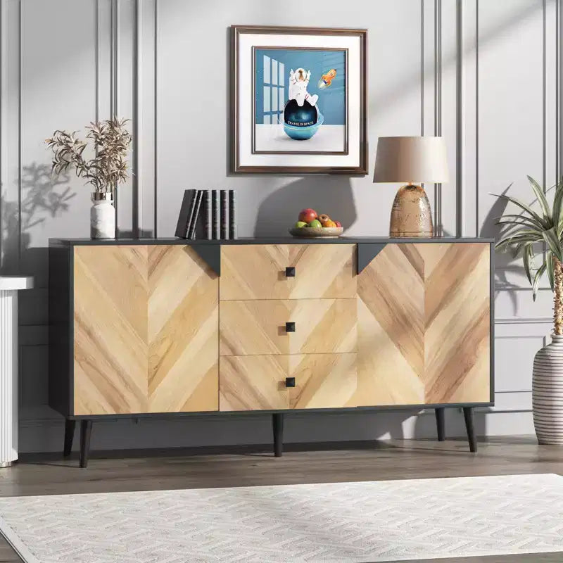 Buffet Cabinet de rangement autoportant en bois, pour salle à manger, entrée,