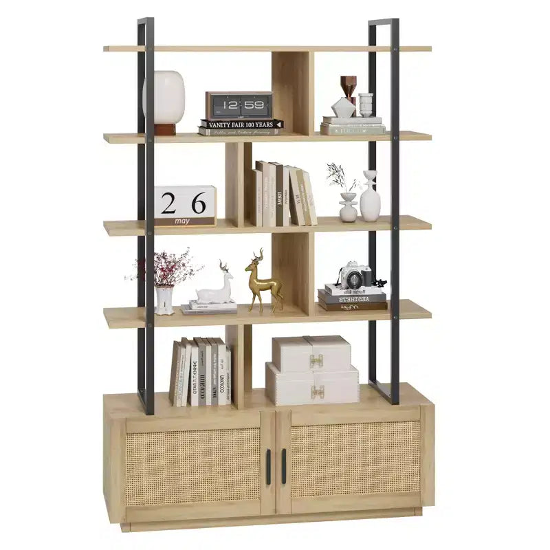 Bibliothèque,Bibliothèques avec étagères ouvertes,Bibliothèque industrielle de 180,6 cm de haut avec porte de rangement, Bibliothèque avec cadre en métal pour salon