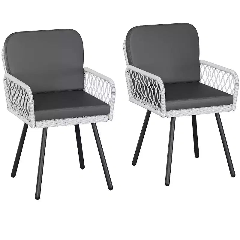 Chaises de salle à manger en rotin 5 mm et coussins, lot de 4 chaises d'extérieur empilables en osier