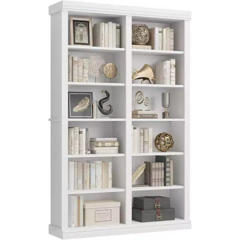 Bibliothèque double de 189 cm de large avec 6 étagères et 12 casiers