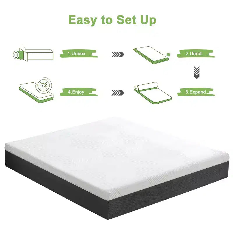 Matelas en mousse à mémoire de forme 12 pouces dans une boîte, doux et respirant, toucher doux