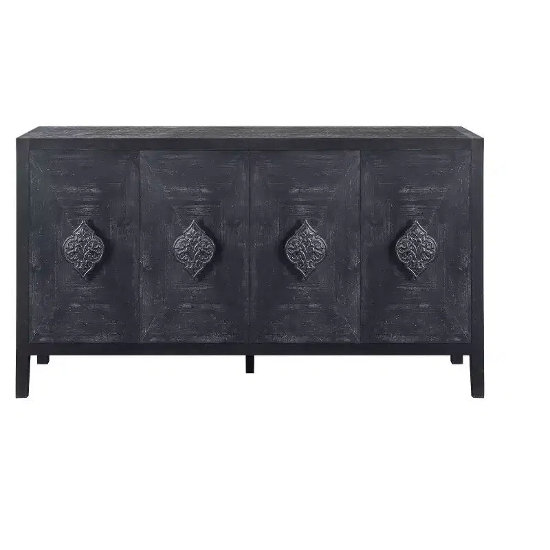 Buffet console rétro à 4 portes, grand meuble de rangement de cuisine, table console élégante pour entrée avec étagères réglables