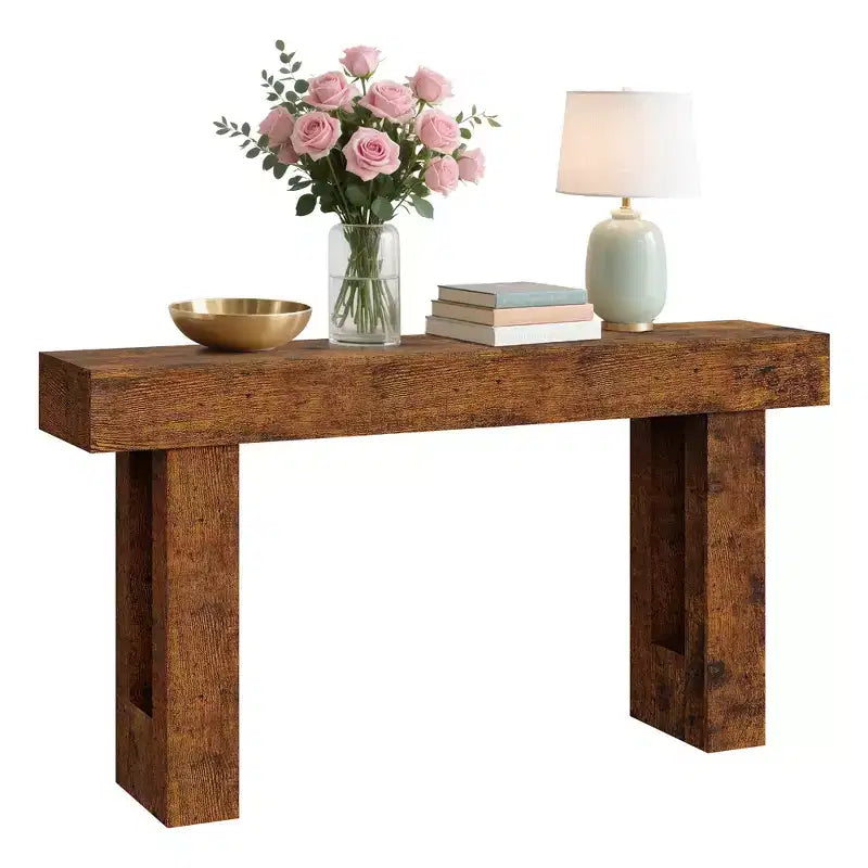 Console étroite de 63 po avec tiroir, Table de canapé en bois, Derrière le canapé, Tables d'entrée industrielles, pour entrée, salon