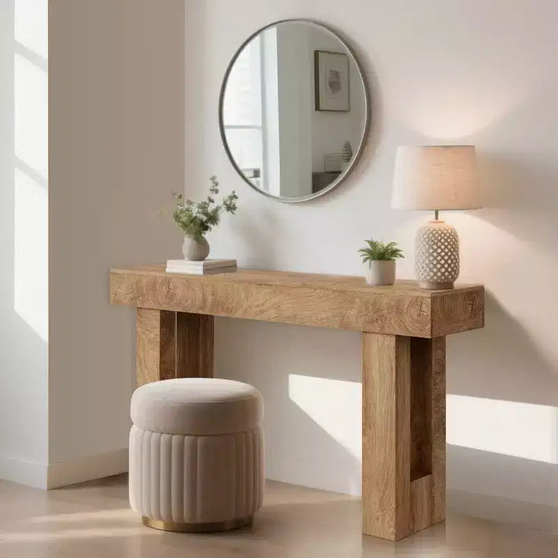 Console étroite de 63 po avec tiroir, Table de canapé en bois, Derrière le canapé, Tables d'entrée industrielles, pour entrée, salon