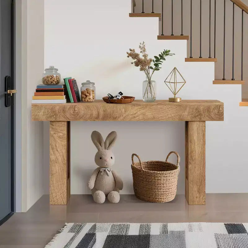 Console étroite de 63 po avec tiroir, Table de canapé en bois, Derrière le canapé, Tables d'entrée industrielles, pour entrée, salon