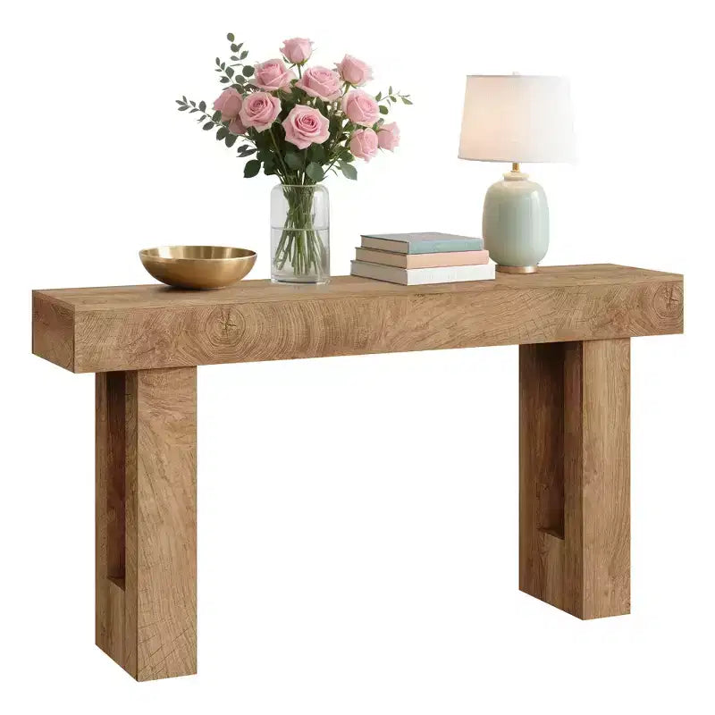 Console étroite de 63 po avec tiroir, Table de canapé en bois, Derrière le canapé, Tables d'entrée industrielles, pour entrée, salon