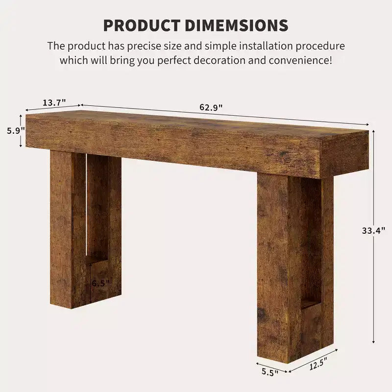 Console étroite de 63 po avec tiroir, Table de canapé en bois, Derrière le canapé, Tables d'entrée industrielles, pour entrée, salon