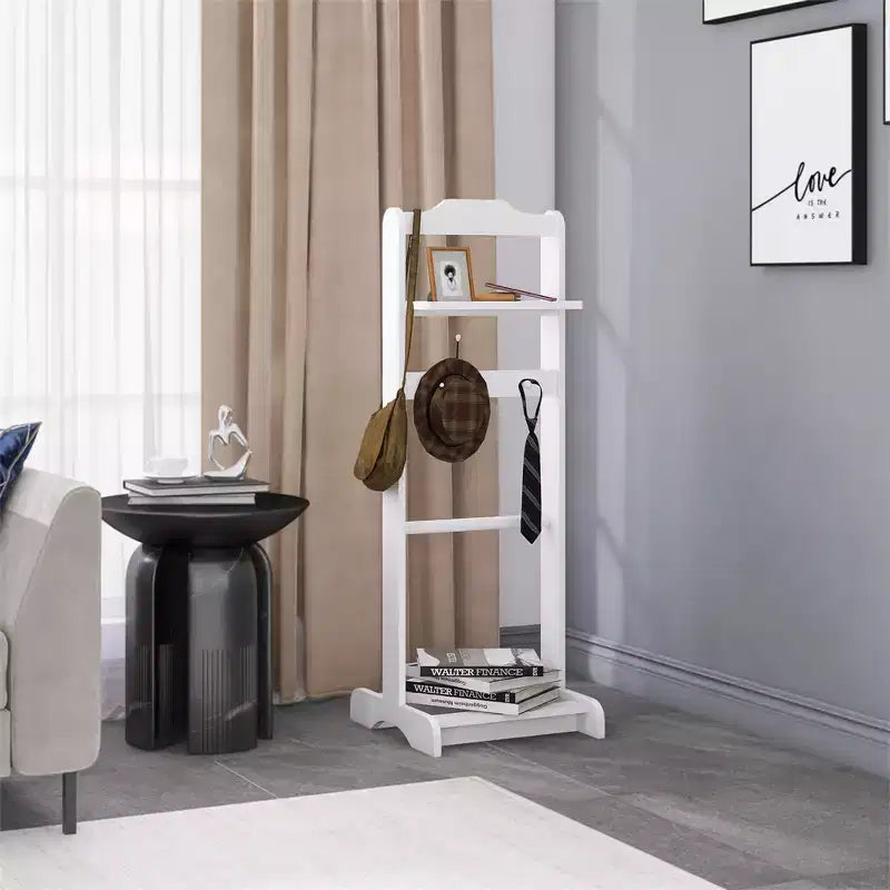 Porte-vêtements sur pied moderne, robuste et durable, avec étagère supérieure en bois et crochets, idéal pour les chambres et les entrées.