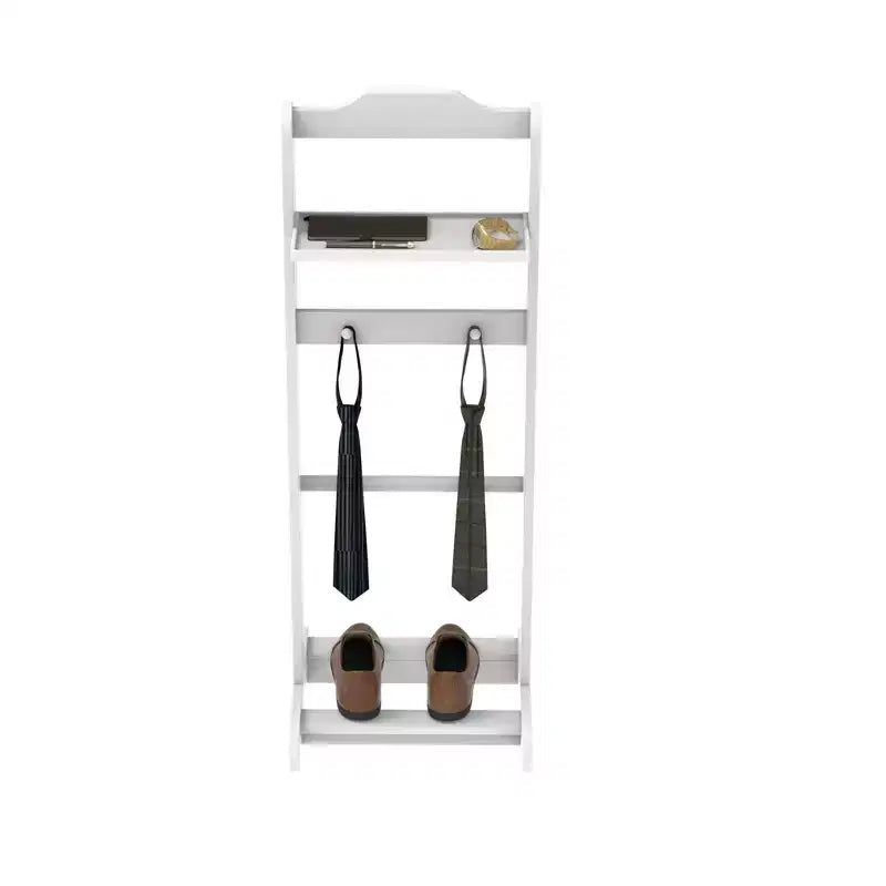 Porte-vêtements sur pied moderne, robuste et durable, avec étagère supérieure en bois et crochets, idéal pour les chambres et les entrées.