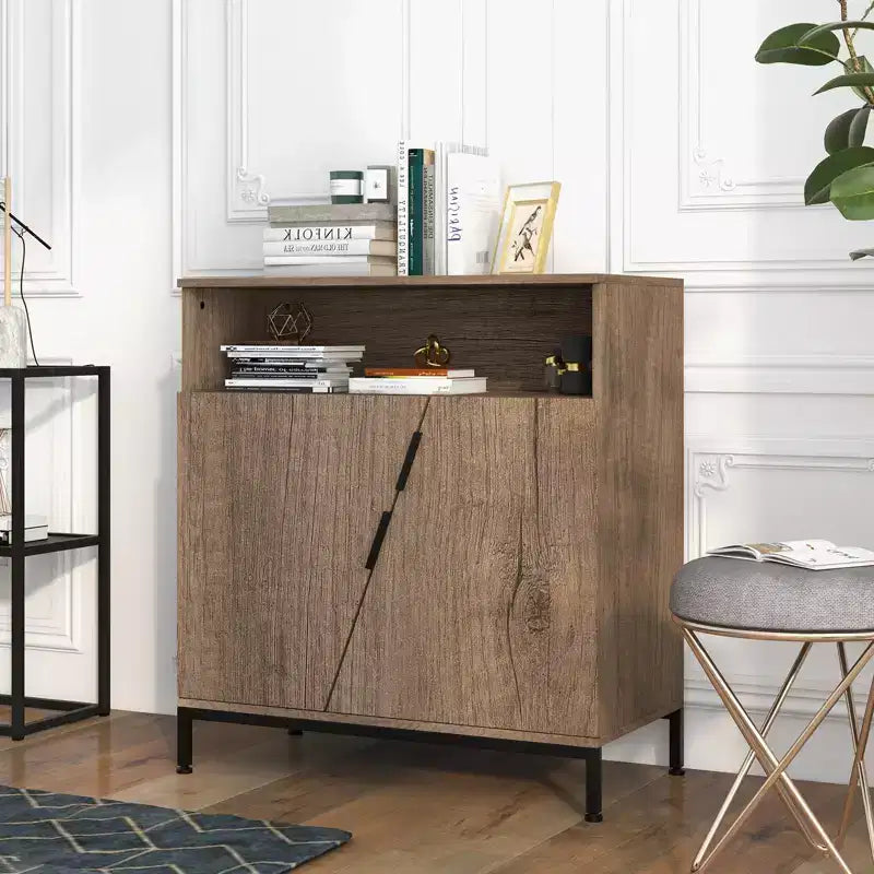 Buffet autoportant moderne en bois avec étagères réglables pour cuisine, salle à manger, salon,